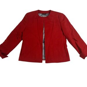 Corbin Ltd. Vintage Red Wool Blazer‎ Open Front Career Jacket Medium